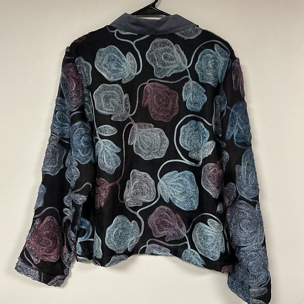 Daniel K New York Embroidered Floral SILK Jacket, BOHO, Fully Lined, L - Picture 3 of 8